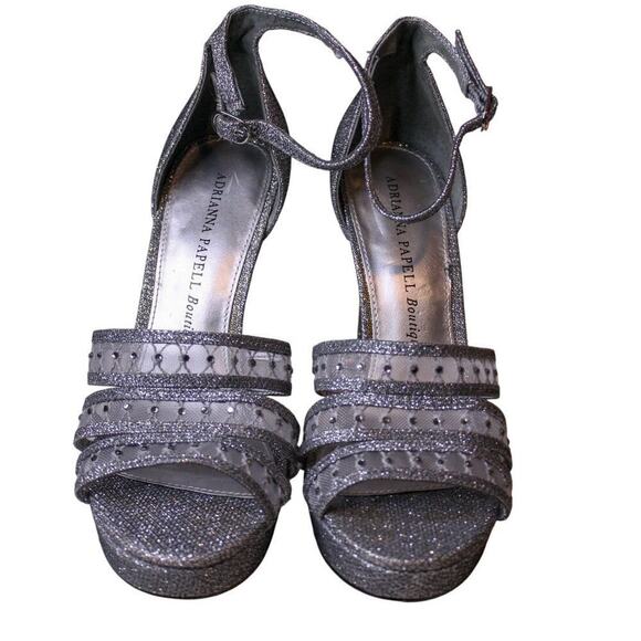 Adrianna Papell Boutique Silver Glitter Platform High Heel Sandals 8.5 - Picture 2 of 5